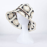 Granny Square Sun Hat Floral Straw Bucket Hat: CYellow / M