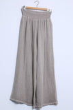 Elastic waist linen cotton pants 20619: 50% linen 50% cotton / Grey / One size
