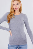 Long Sleeve Crew Neck Cotton Spandex Jersey Top: HCH-charcoal grey / L
