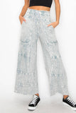 BEST Mineral Wash Wide leg Cropped pants HP5524 : Olive / S-M-L / 2-2-2