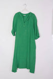 Long dress in 100% linen REF.7161: Duck Green / Unique
