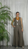 REF 6454 100% LINEN VEST: Beige