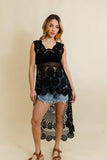 Boho Crochet Lace Trim Long Back Vest - Summer Fave: Natural
