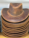 Gunner| Reddish Brown  Leather  Western Outback Cowboy Hat : Large