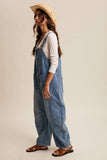 Western Wide-Leg Denim Overalls LRP0336: Sunwashed Blue / Contemporary / L
