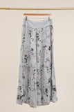 Floral print trousers in 100% Linen REF. 30526: Duck Green