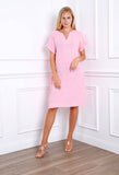 Short dress in 100% linen REF.3141: Khaki / Unique