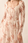 Floral Smocked Woven Maxi Dress: Cream / S