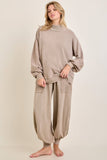 Zen Mineral Washed Ribbed  Baggy Lounge Balloon Pants HP7610: HotCocoa / S-M-L / 2-2-2