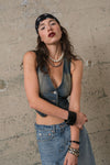 DENIM VEST S10471: DARK DENIM / MEDIUM\