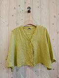REF 11870 SHORT ELBOW SLEEVE BLOUSE 100% LINEN: BEIGE