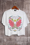 Butterfly Graphic Crop Tee.  : Ivory / Large