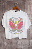 Butterfly Graphic Crop Tee.  : Ivory / Large
