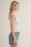 EMBROIDERED LINEN VEST: White / L