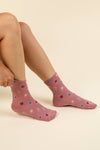SC10038C-Floral Printed Textures Crew Socks: CREAM / OS/5