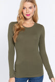 Long Sleeve Crew Neck Cotton Spandex Jersey Top: HCH-charcoal grey / S