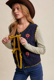 Bow-Tie Floral Knit Vest LSW1008: Pecan / L