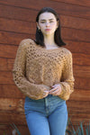 XHS52-ASIS OPEN KNIT V NECK PULLOVER SWEATER: PALO VERDE / S