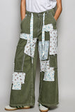 Patchwork Detail Denim Straight Fit Pants: DENIM MULTI / M