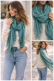 JC021037 Soft Crinkle Gauze Scarf – Boho Lightweight Shawl, Vintage Washed Wrap with Raw Fringe Edges: Orange