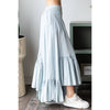 WASHED WIDE LEG RUFFLED HEM PANTS: BLACK / S-M-L-XL(2-2-2-2)