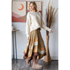 WASHED TIERED SMOCKED WAIST FLARE HEM SKIRT: SAGE / S-M-L-XL(2-2-2-2)