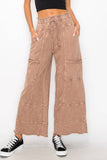 BEST Mineral Wash Wide leg Cropped pants HP5524.: S-M-L / 2-2-2 / Navy