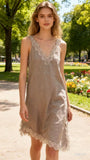 100% Linen Dress REF. 73696: Duck Green