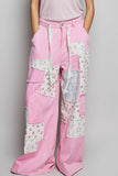 Patchwork Detail Denim Straight Fit Pants: DENIM MULTI / M