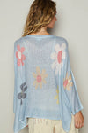 V-neck colorful flower print light weight sweater SALE: IVORY / S