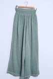 Elastic waist linen cotton pants 20619: 50% linen 50% cotton / Grey / One size