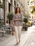 48902 PLAIN LINEN SHIRT: PERSIMMON
