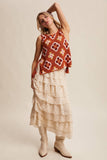 Crochet Granny Square Tassel Tie Vest LSW1006: Rust / M