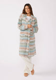 Knit Space Dye Long Sleeve Open Front Cardigan: Navy/Taupe / One Size