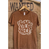 LOVE YOURSELF MINERAL WASH VINTAGE  GRAPHIC  TEE: YAM / XL