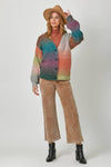 60882 Button Down Rainbow Cardigan: Rainbow / Medium