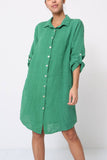 Short Dresses in 100% Linen REF. 197: Senape / Unique