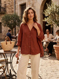 48902 PLAIN LINEN SHIRT: CHOCOLAT