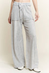 Mineral Wash Side Knit detail wide leg pants HE5878P: Silver Grey / S-M-L / 2-2-2