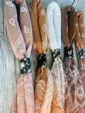 Terracotta Hues Hand Dyed Bandanas With Leather Slides: Bandanas Only