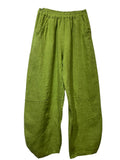 8048 LINEN TROUSERS WITH STRUCTURED PANELS: PERSIMMON
