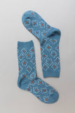 Vintage Floral Patterned Crew Socks: Blue