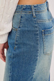 MID-RISE WIDE-LEG FRAYED HEM DENIM JEANS: DENIM BLUE / Contemporary / S