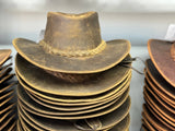 Gunner|Leather Western Hat Crazy Horse Leather Hat Tan Brown: X Large