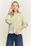 CESW4190- RIBBED TEXTURED KNIT SWEATER: KHAKI / S-M-L(2-2-2)