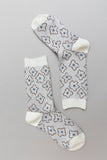 Vintage Floral Patterned Crew Socks: Blue