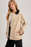 CORDUROY BUTTON DOWN BARN COAT INNER PLAID: CAMEL / M