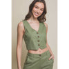 Linen Buttoned Vest Top: GREYSTONE / M