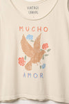 Mucho Amor Dove Vintage-Wash Graphic Tank Top: White Smoke / M