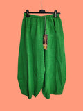 75096 solid linen balloon pants with elasticated waist: CELADON